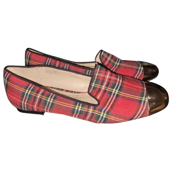 14th & Union Shoes - 14th & union red tartan Plaid Loafers smoking slippers w Gold Toe 9.5